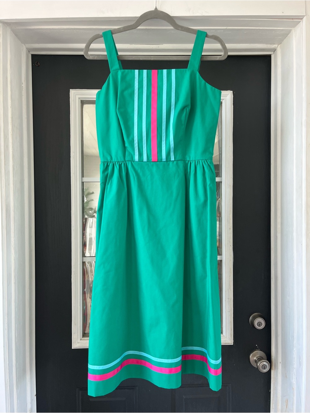 Vintage Sea Waves teal sun dress, color stripes